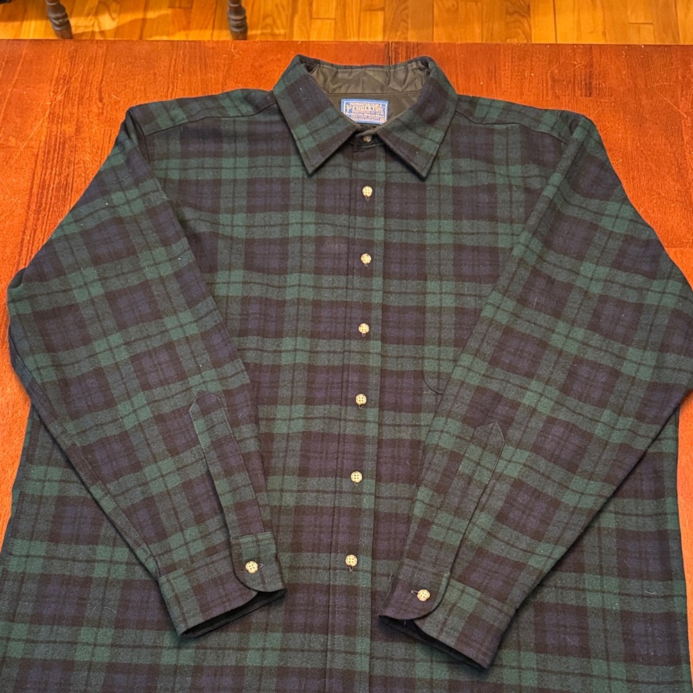 Vintage Pendleton Wool Black Watch Tartan XL Like New Green Plaid Flannel